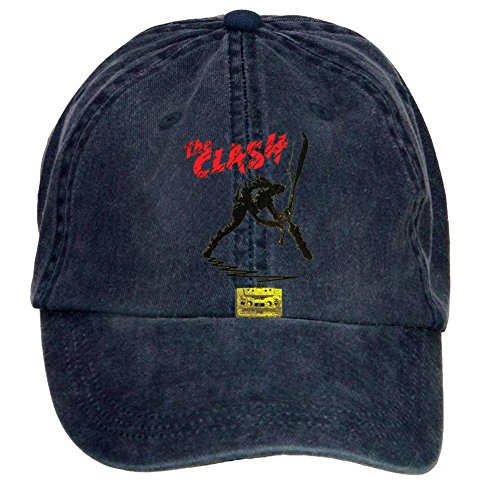 7893302998082 - THE CLASH WALLPAPER ADJUSTABLE DESIGNED UNISEX HATS BY FASHIO SHIR NAVY ONE SIZE