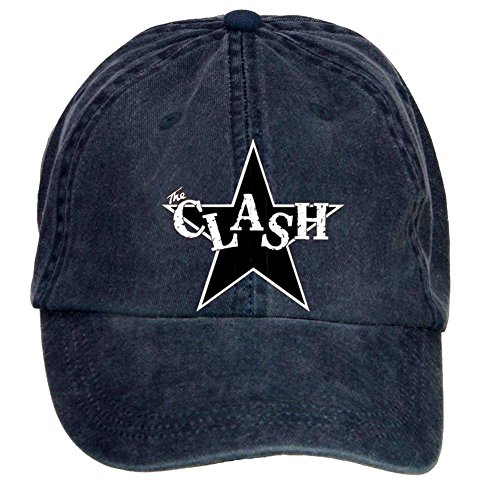 7893302998129 - THE CLASH STAR STICKER ADJUSTABLE DESIGNED UNISEX HATS BY FASHIO SHIR NAVY ONE SIZE