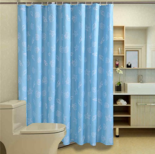 7893842896497 - BATHROOM DECORATIVE MILDEW FREE WATER REPELLANT SHOWER CURTAIN POLYESTER FABRIC,OCEAN FISH-BLUE(72X80INCH, #2)