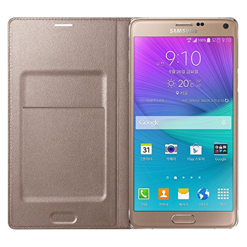 0789398314363 - SAMSUNG GALAXY NOTE 4 CASE LED FLIP WALLET COVER (BRONZE GOLD)