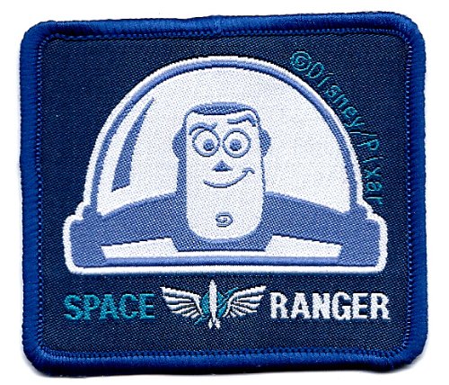 0789470271010 - 2.5 X 2.25 INCHES BUZZ LIGHTYEAR SPACE RANGER IN TOY STORY DISNEY MOVIE BLUE SQUARE EMBROIDERED IRON ON / SEW ON PATCH APPLIQUE