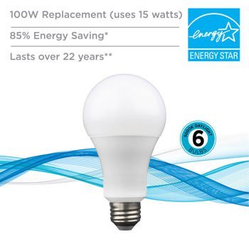 0789470574708 - 6-PACK LUMINUS® A21 LED OMNI, 100W REPLACEMENT, USES 15W, 1600 LUMENS, 5000K DAYLIGHT, DIMMABLE