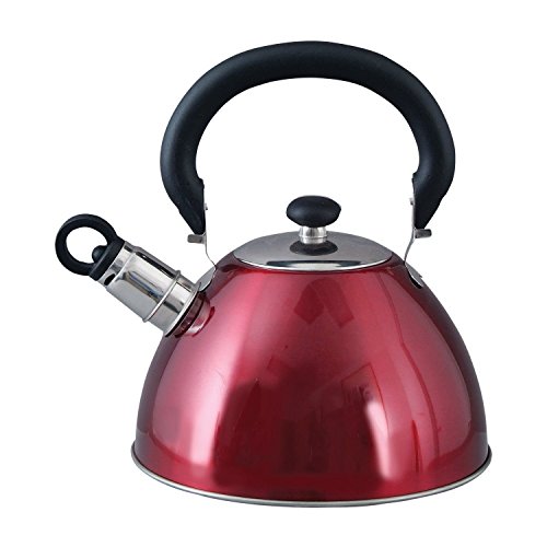 0789470698589 - MR. COFFEE WHISTLING TEA KETTLE, 1.8-QUART, RED, NEW,