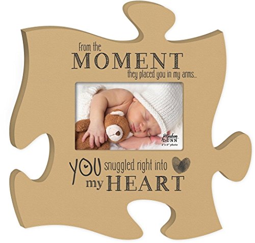 0789474001965 - BABY YOU SNUGGLED RIGHT INTO MY HEART 4X6 PHOTO FRAME INSPIRATIONAL PUZZLE PIECE WALL ART PLAQUE