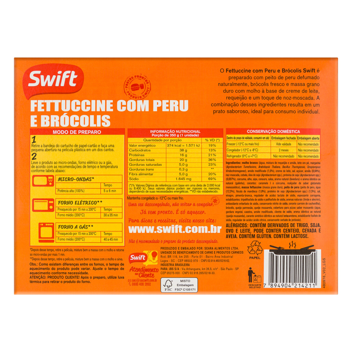 7894904214211 - MAC SWIFT FETTUCINE PERU E BROCOLIS 350G