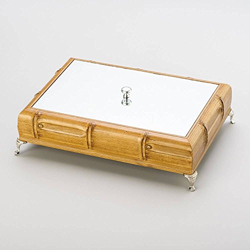 7895730116250 - WOODART BAMBOO-STYLE WOOD BOX WITH MIRROR COVER AND NICKEL FEET