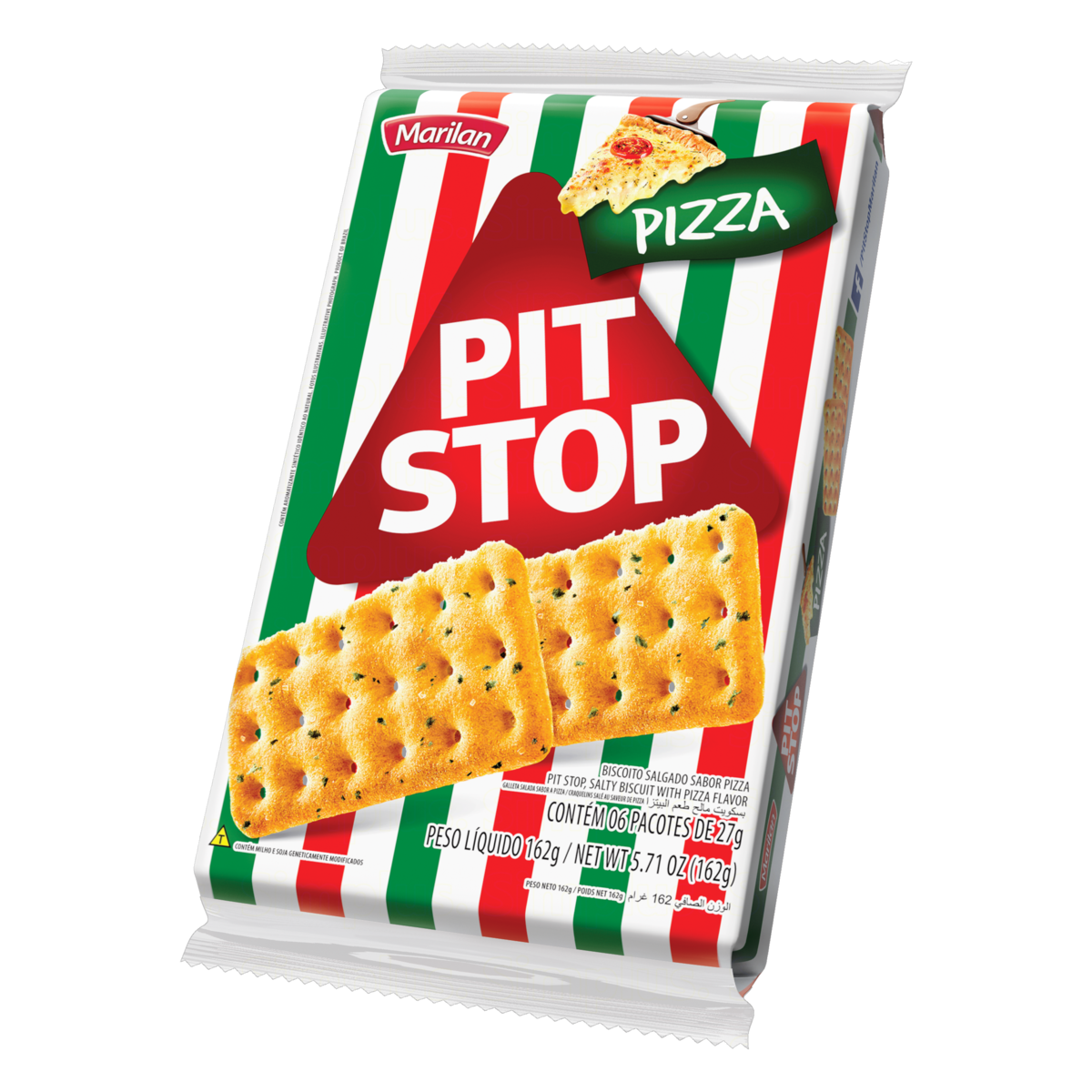 7896003702873 - PACK BISCOITO PIZZA MARILAN PIT STOP PACOTE 162G 6 UNIDADES