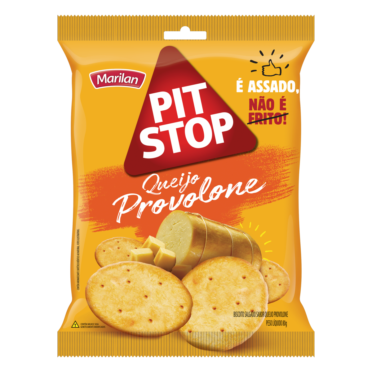 7896003704372 - BISCOITO QUEIJO PROVOLONE MARILAN PIT STOP PACOTE 80G