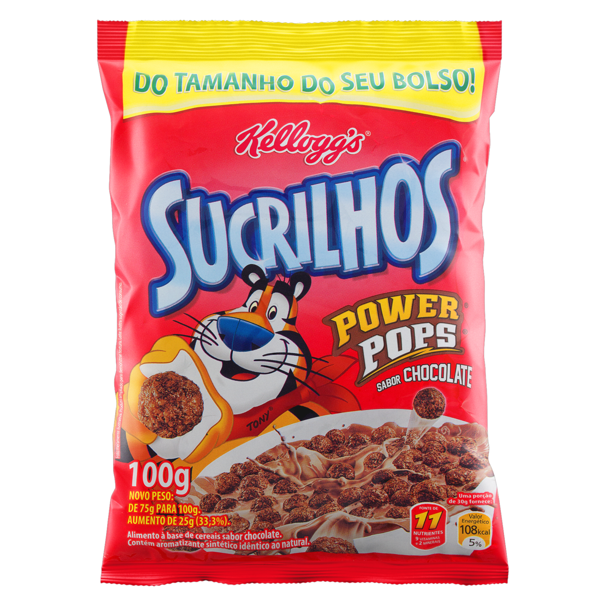 7896004001388 - CEREAL MATINAL CHOCOLATE KELLOGGS SUCRILHOS POWER POPS PACOTE 100G