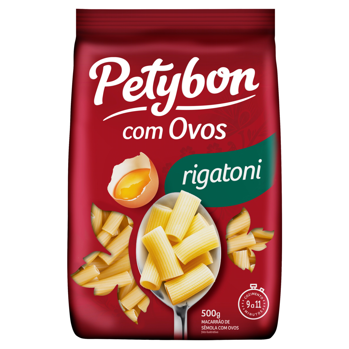 7896005224274 - MACARRÃO DE SÊMOLA COM OVOS RIGATONI PETYBON PACOTE 500G