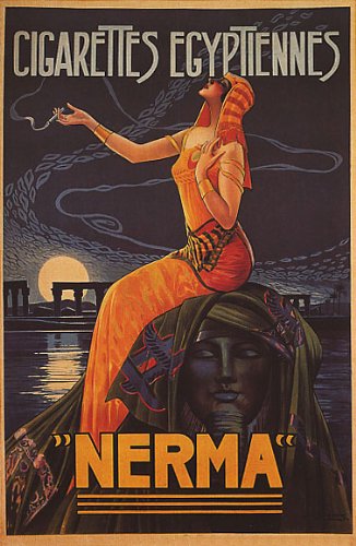 7896006150718 - GIRL SMIKING CIGARETTES EGYPT EGYPTIENNES NERMA SMALL VINTAGE POSTER CANVAS REPRO