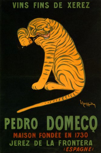 7896006178033 - VINS FINS DE XEREZ PEDRO DOMECO WINE YELLOW TIGER ALCOHOL DRINK SPAIN BY CAPPIELLO 16 X 24 IMAGE SIZE VINTAGE POSTER REPRO ON CANVAS