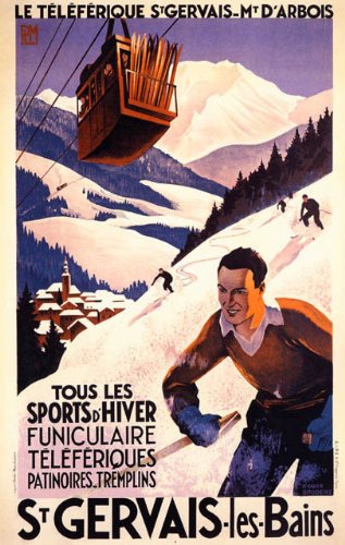 7896006211693 - FUNICULAIRE SAINT GERVAIS LES BAINS CABLE RAILWAY ALL WINTER SPORTS FRENCH MOUNTAINS SKI TOURISM TRAVEL FRANCE 16 X 24 IMAGE SIZE VINTAGE POSTER REPRO