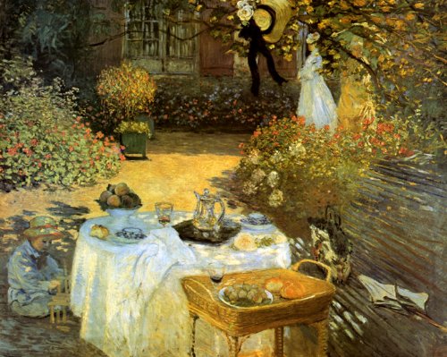 7896006216100 - THE LUNCHEON 1873 LUNCH IN THE GARDEN AT ARGENTEUIL SON PLAYING BY CLAUDE MONET REPRO ON CANVAS