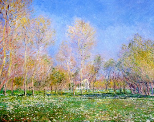 7896006216513 - SPRING IN GIVERNY 1890 FRANCE BLUE SKY TREES FLOWERS BY CLAUDE MONET LARGE PRINT REPRO
