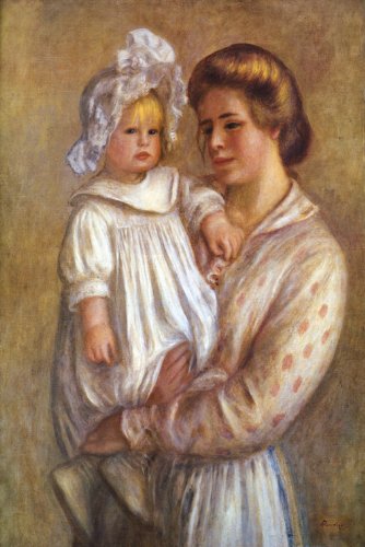 7896006221050 - MOTHER AND CHILD BABY GIRL 1903 FRENCH BY PIERRE AUGUSTE RENOIR 16 X 24 IMAGE SIZE REPRO ON CANVAS