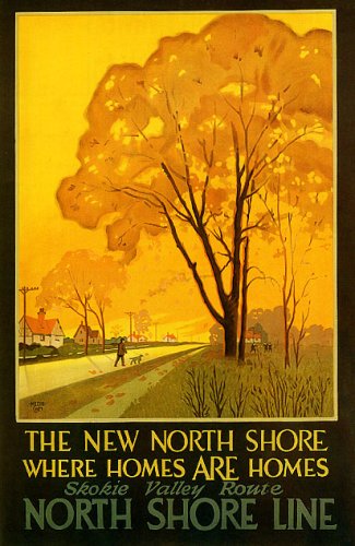 7896006224501 - WHERE HOMES ARE HOMES NEW NORTH SHORE LINE CHICAGO ILLINOIS 16 X 24 IMAGE SIZE VINTAGE POSTER REPRO ON CANVAS