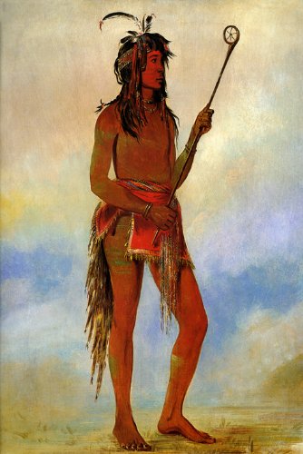 7896006229988 - HE WHO STANDS ON BOTH SIDES A DISTINGUISHED BALL PLAYER 1835 EASTERN SIOUX DAKOTA INDIAN GAME BY GEORGE CATLIN LARGE REPRO ON CANVAS
