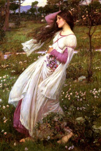 7896006231592 - WINDFLOWERS BEAUTY HAIR FLYING WIND GIRL FLOWERS 1903 BY WATERHOUSE PRINT REPRO