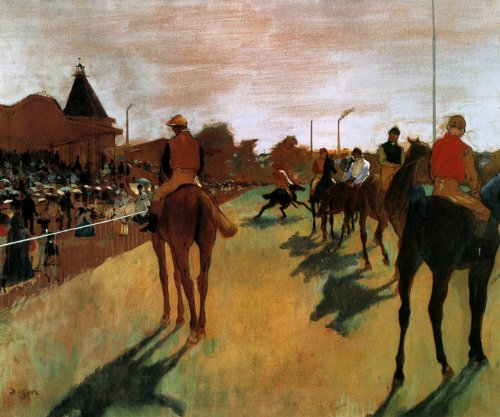7896006232810 - RACEHORSES IN FRONT OF THE GRANDSTAND 1879 HORSE JOCKEY BY EDGAR DEGAS LARGE PRINT REPRO