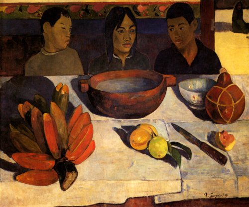 7896006237488 - THE MEAL, BANANAS PARADISE TAHITI 1892 BY GAUGUIN ON IMAGE SIZE 16 X 20 REPRO ON CANVAS