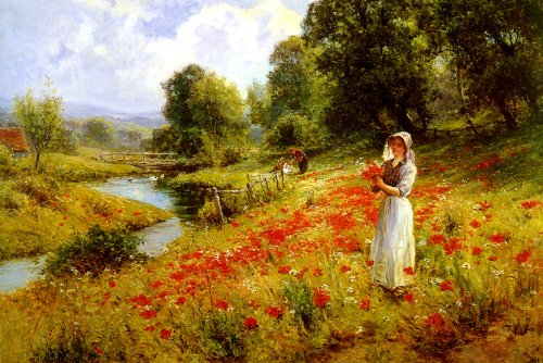 7896006239338 - FLOWERS OF THE FIELD WOMAN RIVULET BY ERNEST WALBOURN ON IMAGE SIZE 20 X 30 ON CANVAS REPRO