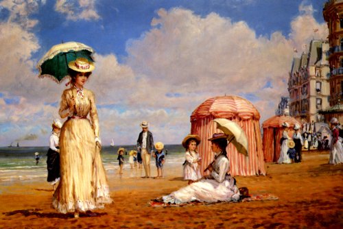 7896006239666 - CAREFREE DAYS BEACH MATER DAUGHTER CHILD SEA BY ALAN MALEY ON IMAGE SIZE 16 X 24 ON CANVAS REPRO