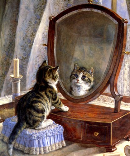 7896006239802 - FEIREST OF THEM ALL CAT MIRROR DRESSING TABLE BY FRANK PATON ON IMAGE SIZE 16 X 20 ON CANVAS REPRO