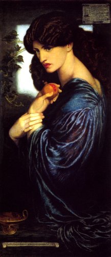 7896006240747 - FASHION WOMAN WITH POMEGRANATE PROSERPINE BY DANTE GABRIEL ROSSETTI IMAGE SIZE 11 X 24 REPRO ON CANVAS
