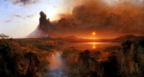 7896006249658 - COTOPAXI 1862 VOLCANO ANDES ECUADOR LANDSCAPE PAINTING BY FREDERIC CHURCH 13 X 24 IMAGE SIZE ON CANVAS REPRO