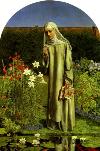 7896006251644 - CONVENT THOUGHTS 1850 RELIGIOUS NUN GARDEN PRE RAPHAELITE PAINTING BY CHARLES ALLSTON COLLINS REPRO ON CANVAS