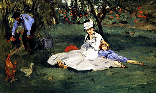7896006257288 - THE MONET FAMILY IN THEIR GARDEN FLOWERS CHICKEN 1874 PAINTING BY MANET LARGE CANVAS REPRO