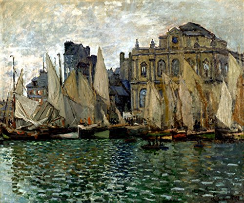 7896006260073 - THE MUSEUM AT LE HAVRE HARBOUR SAILBOATS FRENCH IMPRESSIONIST 1873 PAINTING BY CLAUDE MONET LARGE CANVAS REPRO
