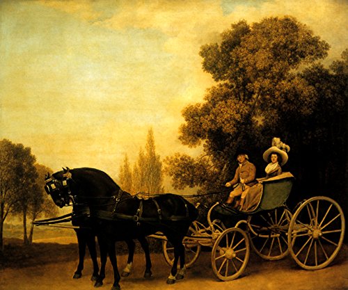 7896006284147 - A GENTLEMAN DRIVING A LADY IN A PHAETON HORSE CARRIAGE PAINTING BY GEORGE STUBBS ON CANVAS REPRO