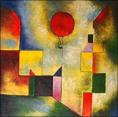 7896006285571 - RED BALLOON GEOMETRICAL SHAPES CUBISM PAINTING BY PAUL KLEE 16 X 16 IMAGE SIZE REPRO ON CANVAS