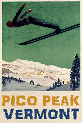 7896006292616 - PICO PEAK VERMONT AMERICAN USA US BEST SKIING SKI JUMPING DOWNHILL WINTER SPORT 16 X 24 ON CANVAS VINTAGE POSTER REPRO WE HAVE OTHER SIZES