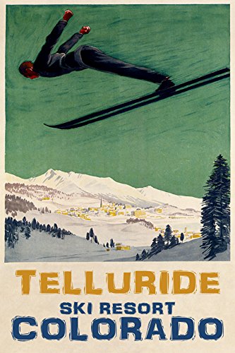 7896006292906 - TELLURIDE RESORT COLORADO AMERICAN USA US SKIING SKI JUMPING DOWNHILL WINTER SPORT 12 X 16 ON CANVAS VINTAGE POSTER REPRO WE HAVE OTHER SIZES