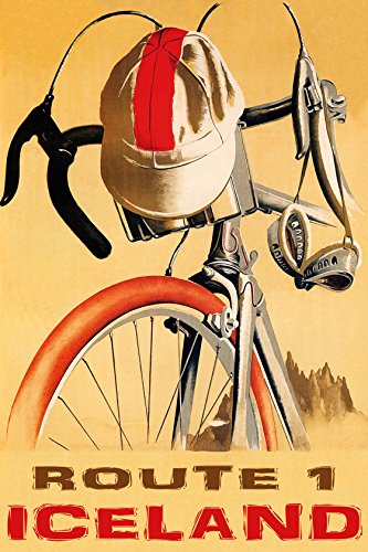 7896006295303 - CYCLING ROUTE 1 ICELAND BIKE RIDE BICYCLE BIKING SPORT 16 X 24 ON CANVAS VINTAGE POSTER REPRO WE HAVE OTHER SIZES