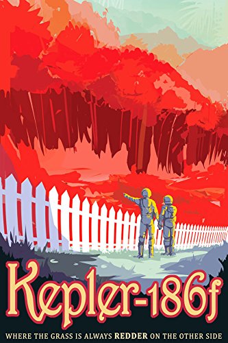 7896006297031 - USA SPACE TRAVEL PLANET KEPLER 186F GRASS ALWAYS REDDER ON THE OTHER SIDE 16 X 24 MATTE PAPER POSTER REPRO WE HAVE OTHER SIZES