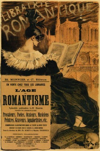 7896006319610 - LIBRAIRIE ROMANTIQUE GIRL READING ROMANTIC BOOK L'AGE ROMANTISME FRENCH 20 X 30 VINTAGE POSTER REPRO