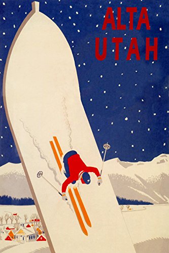 7896006344643 - ALTA UTAH SKIING SNOWBOARD SKI JUMPING RACE SKIS WINTER SPORT TRAVEL TOURISM 16 X 24 IMAGE SIZE VINTAGE POSTER REPRO ON CANVAS WE HAVE OTHER SIZES