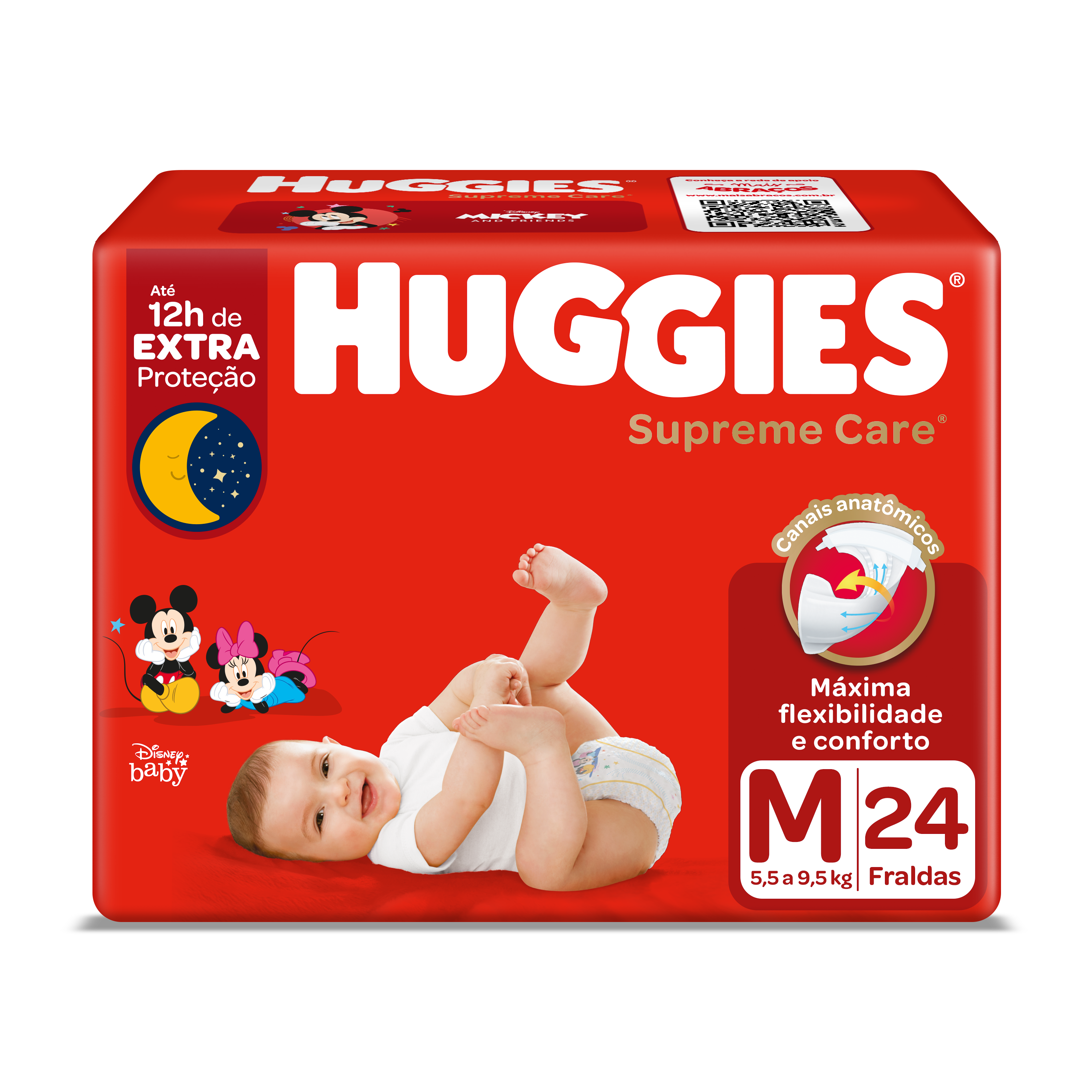 7896007548361 - FRALDA DESCARTÁVEL INFANTIL DISNEY BABY HUGGIES SUPREME CARE M PACOTE 24 UNIDADES