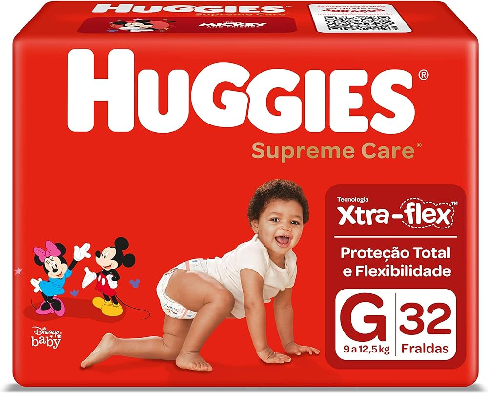 7896007548415 - FRALDA DESCARTÁVEL INFANTIL HUGGIES SUPREME CARE G PACOTE 32 UNIDADES