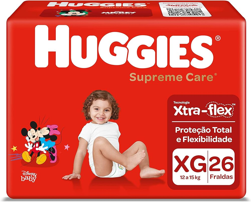 7896007548422 - FRALDA DESCARTÁVEL INFANTIL HUGGIES SUPREME CARE XG PACOTE 26 UNIDADES