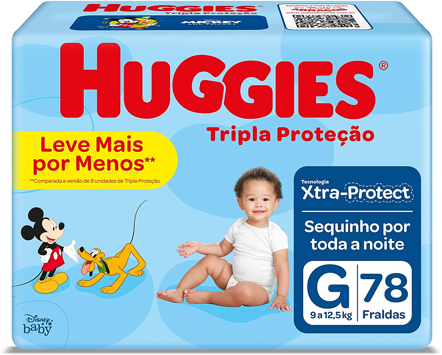 7896007549269 - FRALDA DESCARTÁVEL INFANTIL HUGGIES TRIPLA PROTEÇÃO G PACOTE 78 UNIDADES LEVE MAIS PAGUE MENOS