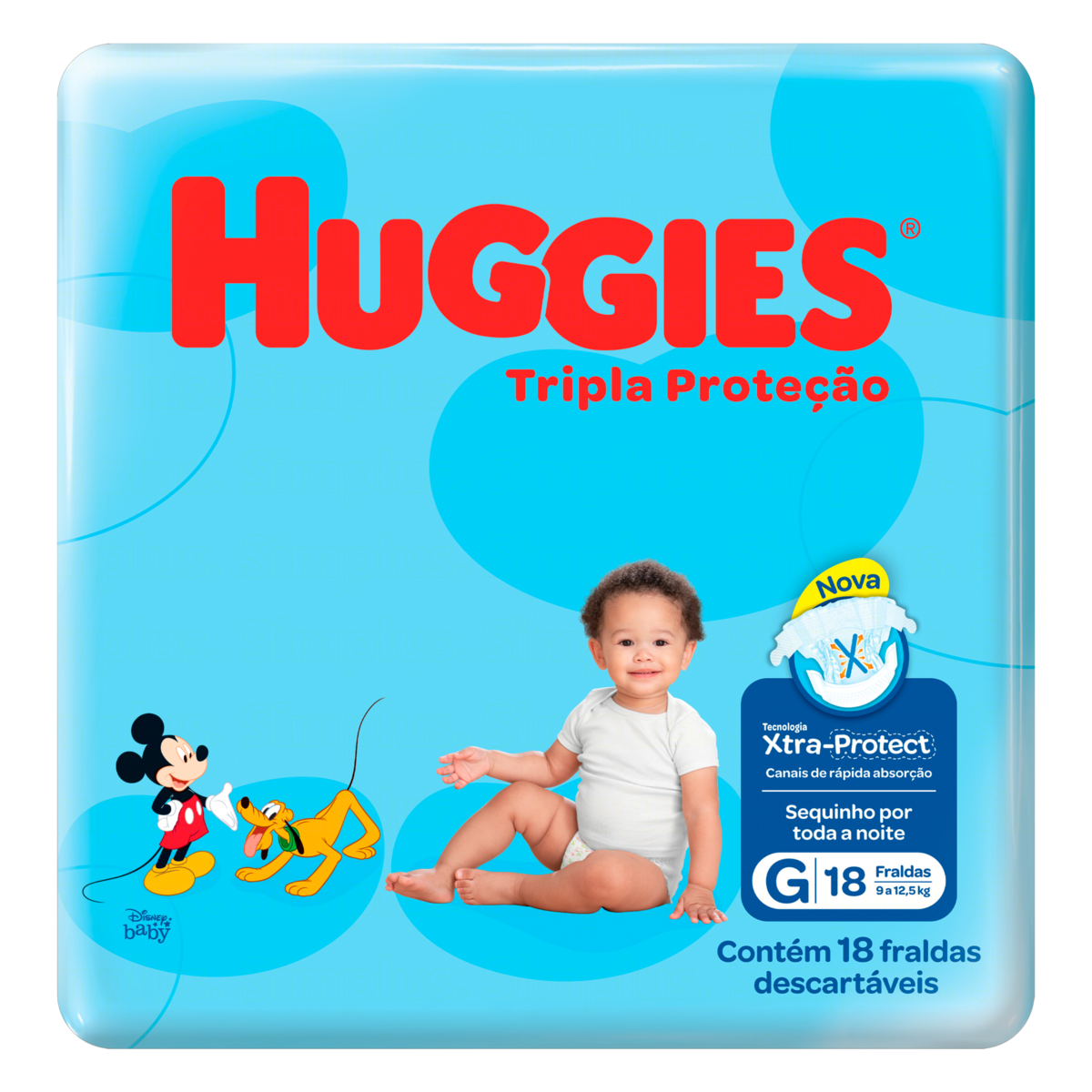7896007550210 - FRALDA DESCARTÁVEL INFANTIL HUGGIES TRIPLA PROTEÇÃO G PACOTE 18 UNIDADES