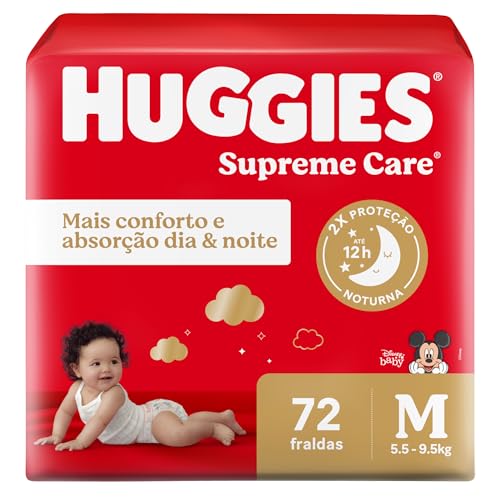 7896007552771 - FRALDA DESCARTÁVEL INFANTIL HUGGIES SUPREME CARE M PACOTE 72 UNIDADES