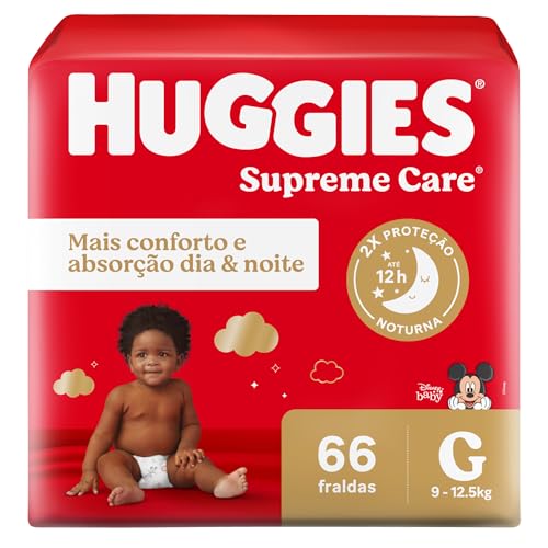 7896007552795 - FRALDA DESCARTÁVEL INFANTIL HUGGIES SUPREME CARE G PACOTE 66 UNIDADES