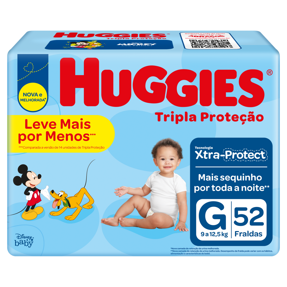 7896007553150 - FRALDA DESCARTÁVEL INFANTIL DISNEY BABY HUGGIES TRIPLA PROTEÇÃO G PACOTE 52 UNIDADES LEVE MAIS PAGUE MENOS