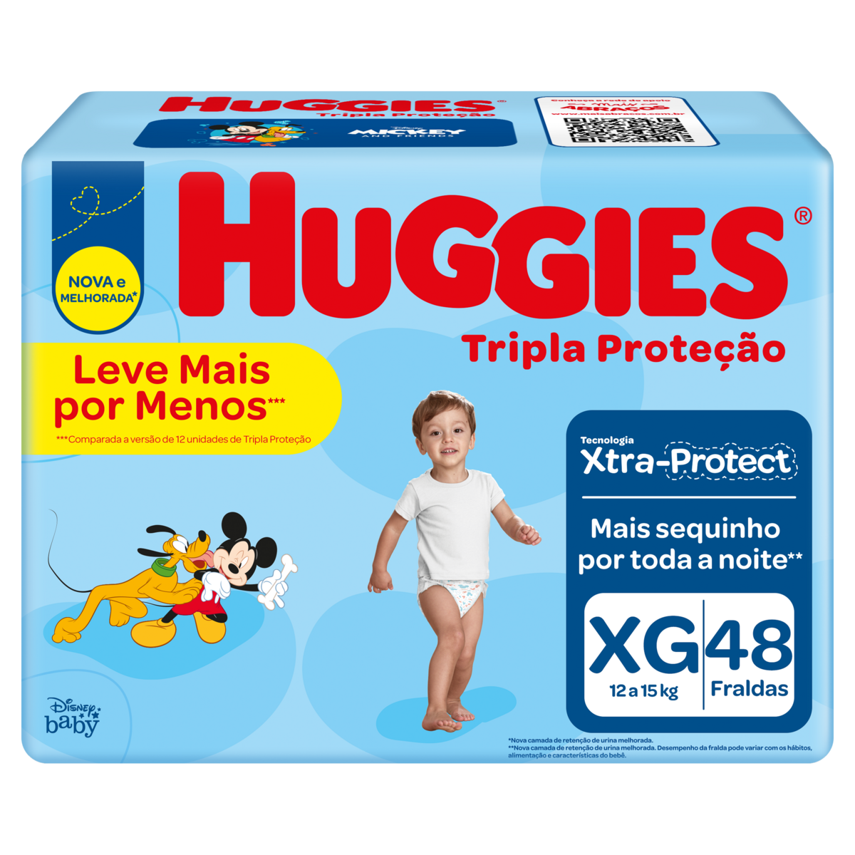 7896007553167 - FRALDA DESCARTÁVEL INFANTIL DISNEY BABY HUGGIES TRIPLA PROTEÇÃO XG PACOTE 48 UNIDADES LEVE MAIS PAGUE MENOS